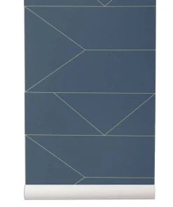 Ferm Living Lines Wallpaper - Dark Blue