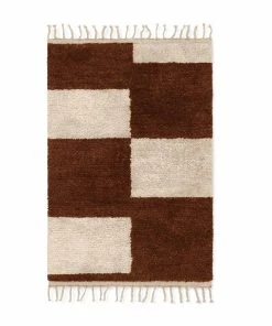 Ferm Living Mara Knotted Rug – Small – Dark Brick/Off-White
