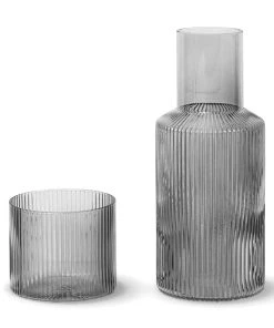 Ferm Living Ripple Carafe Set In Smoked Grey
