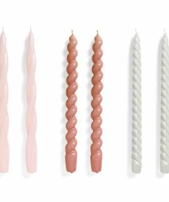 HAY Candle – Set Of 6 – Long Mix – Light Rose, Mauve, Light Grey