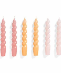 HAY Candle – Set Of 6 – Spiral – Dark Rose, Dark Peach, Light Rose