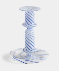 HAY Flare Stripe Candle Holder In Milk