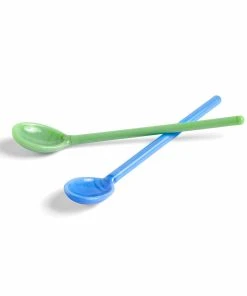 HAY Glass Spoons – Set Of 2 – Sky Blue & Green