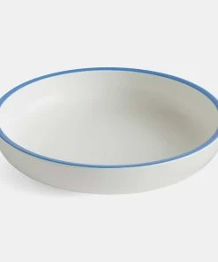 HAY Sobremesa Serving Bowl – Large – White With Blue Rim