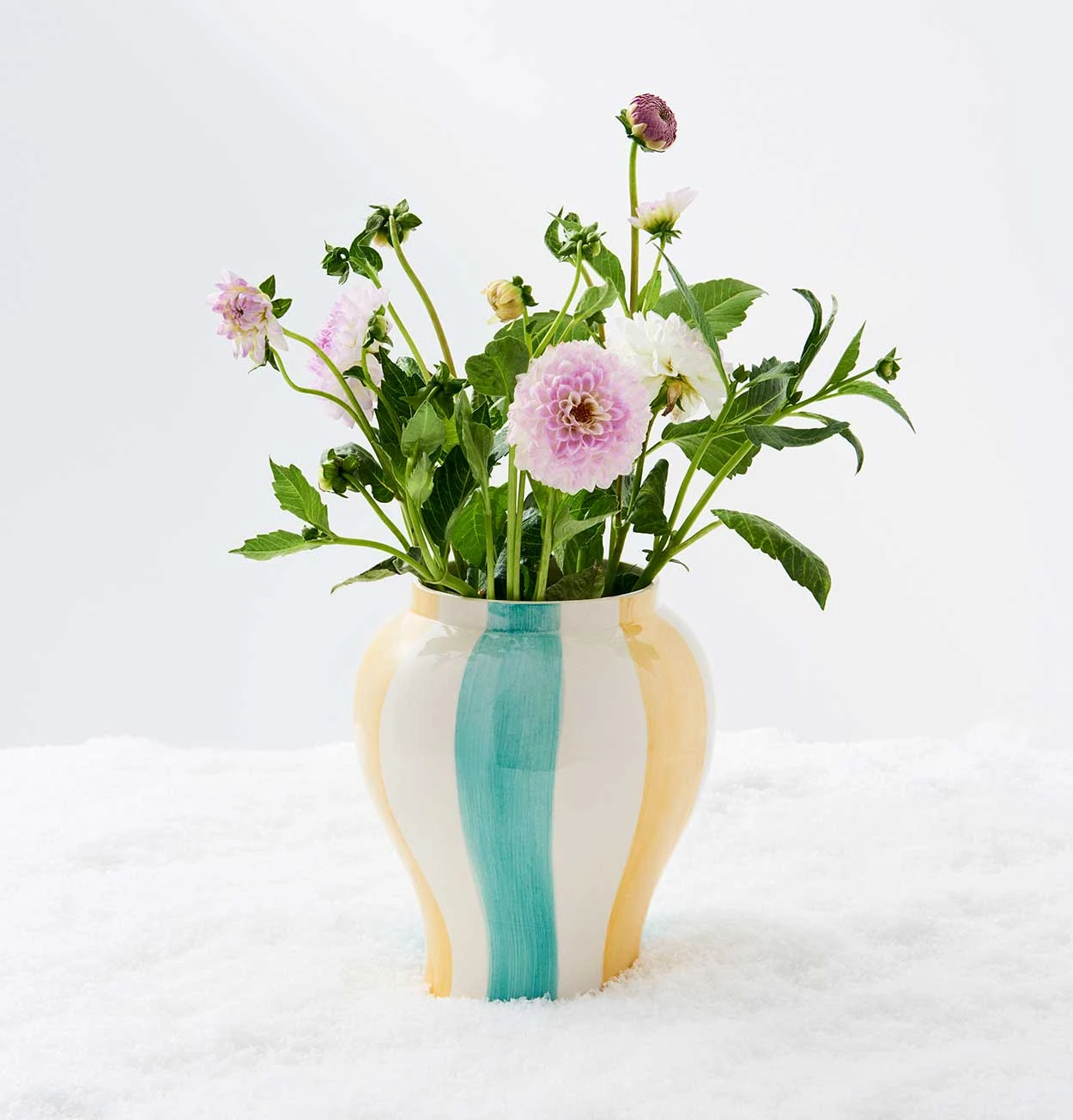 HAY Sobremesa Stripe Vase – Large – Green And Yellow - Image 2