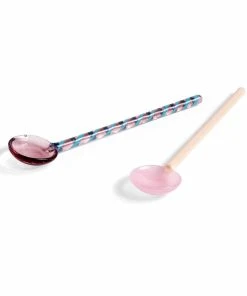 HAY Glass Spoons – Set Of 2 – Aubergine & Light Pink